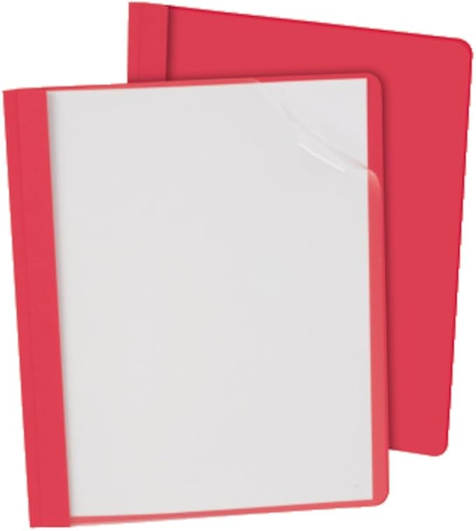 Oxford Clear Front Report Covers, Red, Letter Size, 25 per box (55811EE)