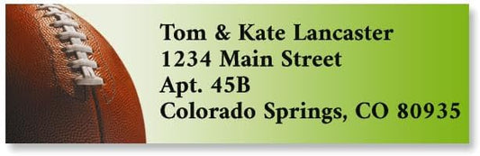 Football Small Return Address Labels - Set of 240 2" x 5/8" Self-Adhesive, Flat-Sheet Labels