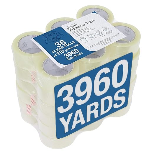 Clear Packing Tape, 36 Rolls Heavy Duty Packaging Tape for Shipping Packaging Moving Sealing, Thicker Clear Packing Tape, 1.88 inches Wide, 110 Yards Per Roll, 3960 Total Yards