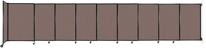 Wall-Mounted Sliding StraightWall Room Divider | Adjustable Widths | Locking Wheels | Room Separator | Up to 19'9" Wide x 4' Tall Latte Fabric Panels