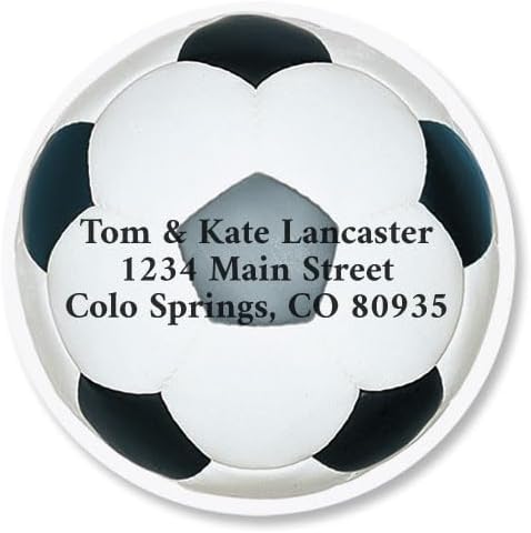 Soccer Ball Personalized Diecut Return Address Labels- Set of 144, 1-1/2" x 1-1/2" Self-Adhesive, Flat-Sheet Labels, by Colorful Images