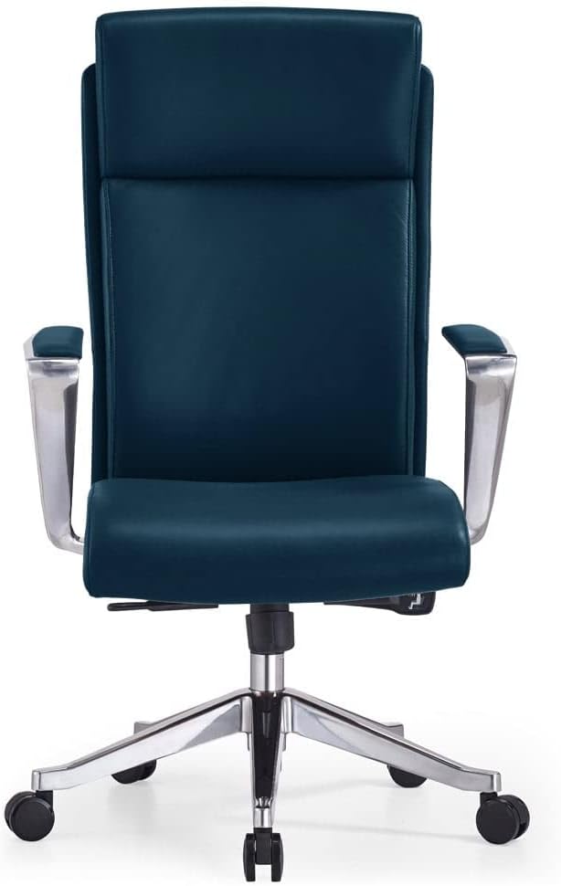 ZURI Draper Leather Executive Chair with Aluminum Frame Dark Teal