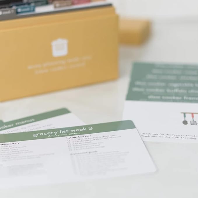 Meal Planner with 72 Recipe Cards (Slow Cooker) - Weekly Menu Planner | Sturdy Recipe Box | 12 Reusable Grocery Shopping Lists | 5 Blank Recipe Cards | Recipe Card Protector | Recipe Ideas