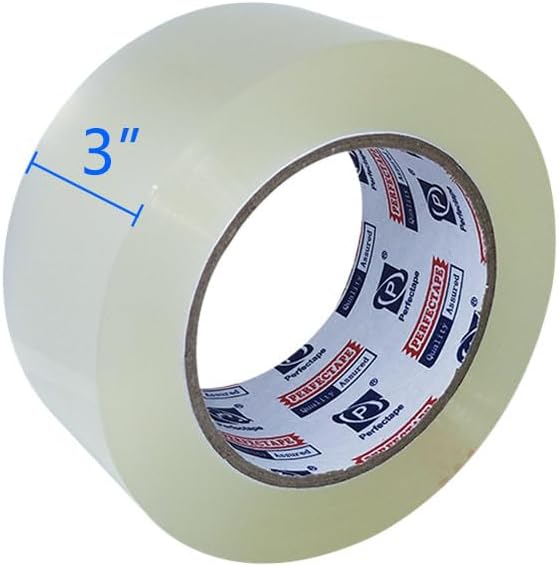 PERFECTAPE 3" Heavy Duty Packing Tape 6 Rolls, Total 390Y, Clear, 2.7 mil, 3 inch x 65 Yards, Ultra Strong, Refill for Packaging and Shipping(3" Width, not 2" Width)
