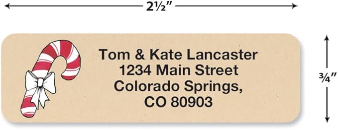 Krafty Christmas Rolled Personalized Return Address Mailing Labels with Dispenser, Set of 250, 5 Designs, Small ¾ x 2½ Inch Size, Custom Self-Adhesive Sticker Roll, by Colorful Images