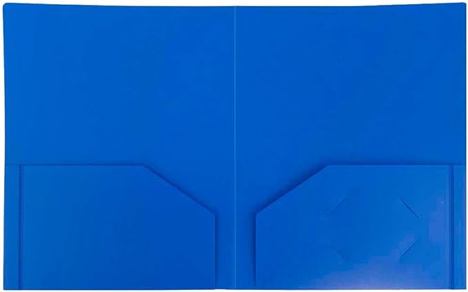 JAM PAPER Heavy Duty Plastic 2 Pocket Extra Tough School Folders - Blue - Bulk 144/Box