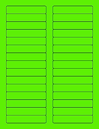 8-1/2 x 11" Neon Color High Light Fluorescent Labels for Laser & Inkjet Printer (Green Fluorescent, 2/3" x 3-7/16" - 30 Per Page | 3000 Labels)