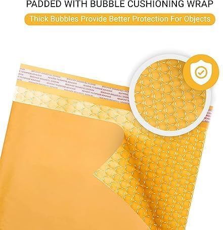 Kraft 12.5x19.5 Large Bubble Mailers #6 | Self Seal Padded Envelopes | Air Lined Cushioned Yellow Bubble Mailer | Usable Size 12.5x18 | 100 Pack Bulk | Lightweight shipping Bags | Made in USA