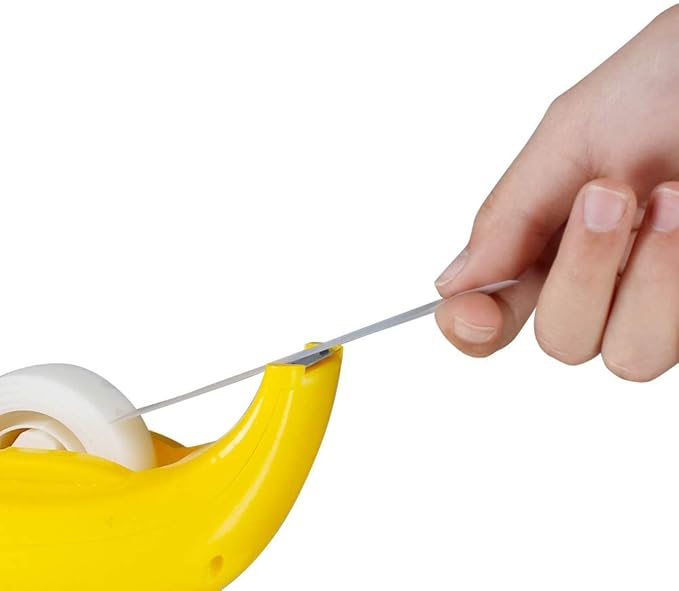 Amazeko Clapping Monkey Tape Dispenser with Cymbals, Fun Animal Desk Decor, 1 in Core, Non-Slip Weighted Banana