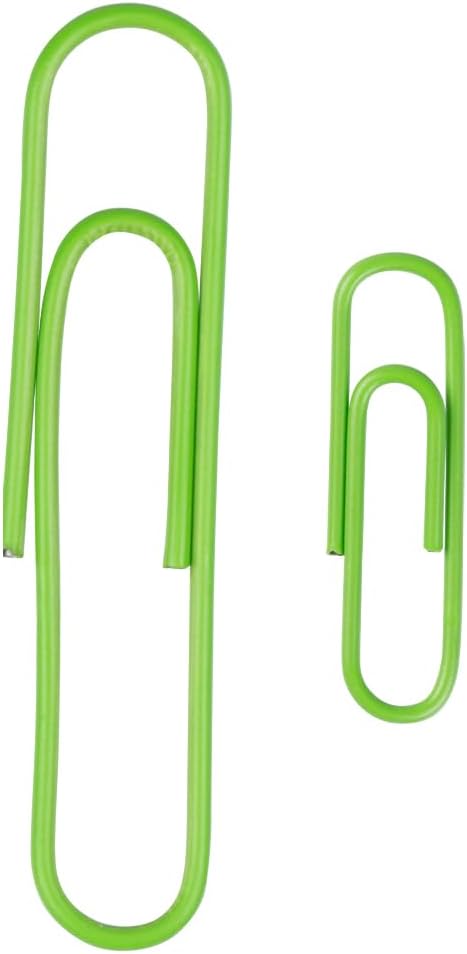 JAM PAPER Combo Pack Colorful Paper Clips - Standard & Jumbo - Lime Green Paperclips - 1 Pack of 100 & 1 Pack of 75