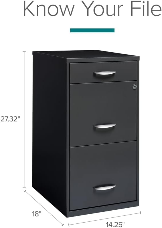 Scranton & Co 3-Drawer Contemporary Metal Filing Cabinet in Charcoal