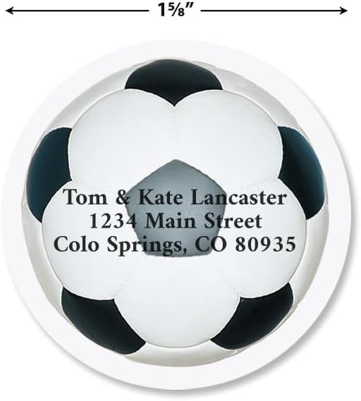 Soccer Ball Personalized Diecut Return Address Labels- Set of 144, 1-1/2" x 1-1/2" Self-Adhesive, Flat-Sheet Labels, by Colorful Images