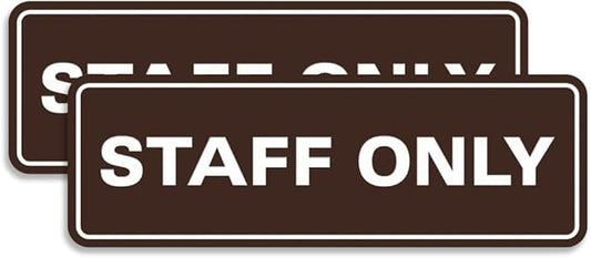 All Quality Standard Staff Only Wall or Door Sign | Easy Installation | Office Workplace Signs | Enhanced Security ‌ - Dark Brown - Small (2 Pack)