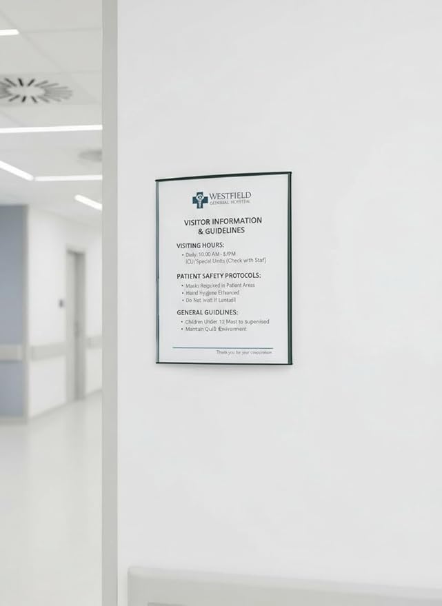 SET of 2, OFFICE SIGN FRAME HOLDER FOR DOOR OR WALL MOUNT NAME PLATE DISPLAY CURVATURE PLAQUE SILVER ALUMINUM (A3 SIZE 16.53" H x11.69" W )