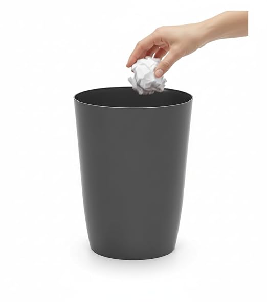 Mini Waste Basket - Durable Small Plastic Garbage Trash Can Bin - Lidless Open-Top Rectangular Slim Profile for Compact Spaces - Suitable for Home, Bathroom, Office, Bedroom, Kitchen and More, Grey