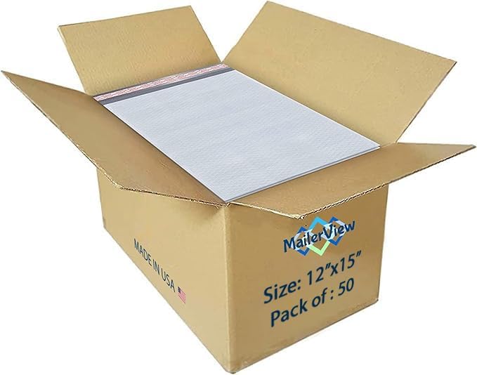 White Large Poly Bubble Mailers 12x15 inch | Self Seal Padded Envelopes Cushioned Bubble Mailer | Usable Size 12x15 | WaterProof | Lightweight mailing Shipping Bags | 50 Pack Bulk | USA Made