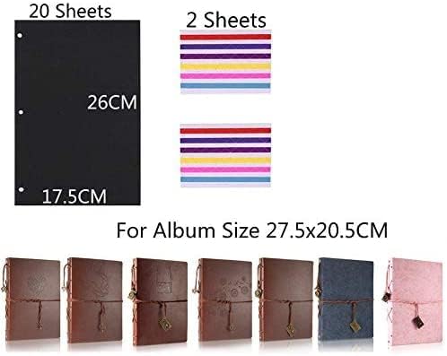 ThxMadam Scrapbooking Black Paper 26x17.5CM,20 Sheets Extra Refill Pages Photo Book Blank Paper for Scrapbook Photo Album Guest Book Memory Notebook 10.82" x 8.07" (27.5 x 20.5CM) for Album Large