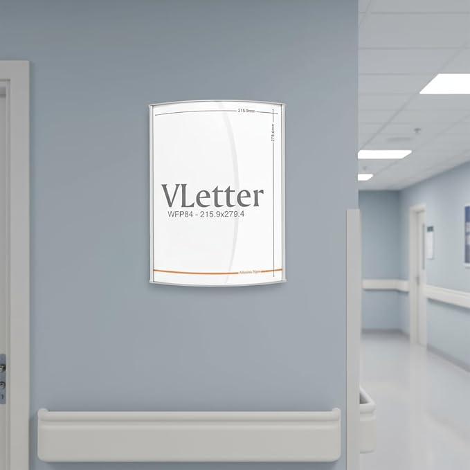 SET OF 3, OFFICE SIGN HOLDER DOOR OR WALL MOUNT NAME PLATE FRAME DISPLAY CURVATURE PLAQUE SILVER ALUMINUM, 8.5" W x 11" H