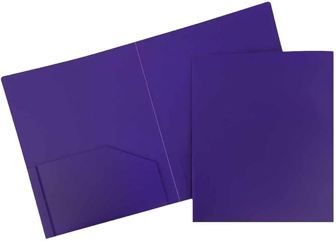 JAM PAPER Heavy Duty Plastic 2 Pocket Extra Tough School Folders - Purple - 3/Pack
