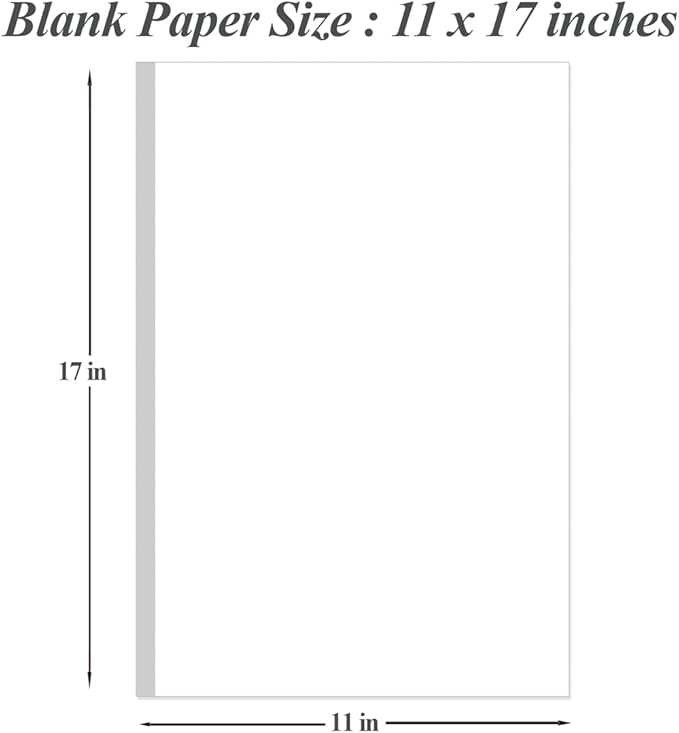 (3-Pack) 11" x 17" Blank Print Paper, 135Sheets/270Pages Copy Paper, DIY Template Printing in Office, 100gsm Blank Paper