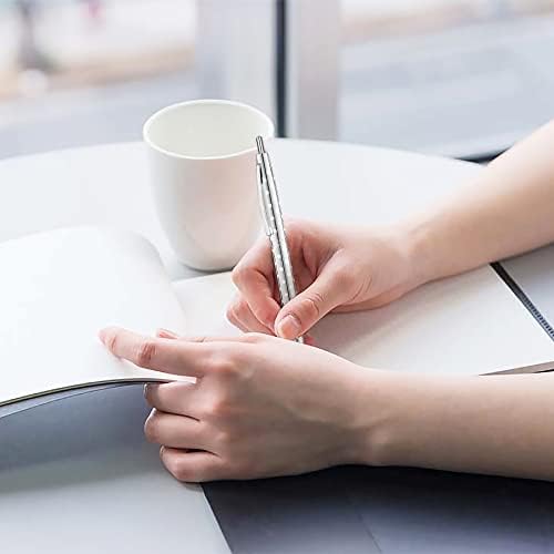 Unibene 6 Pack Cute Dot & Sliver Click Ballpoint Pens -1.0mm Medium Point Black Ink with 6 Stainless Steel Refills for Business Office Students Teachers Wedding Christmas ﻿