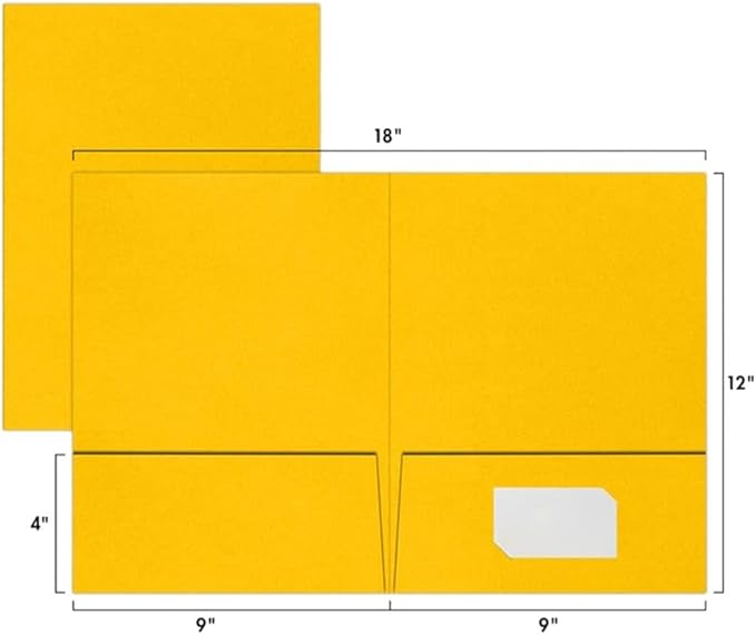 LUXPaper 9" x 12" Presentation Folders | Two Pocket | Sunflower Yellow | 100lb. Cover | 10 Qty