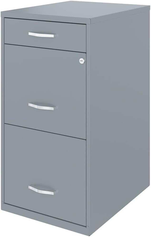 Scranton & Co 18" 3-Drawer Metal Filing Cabinet with Pencil Drawer Gray