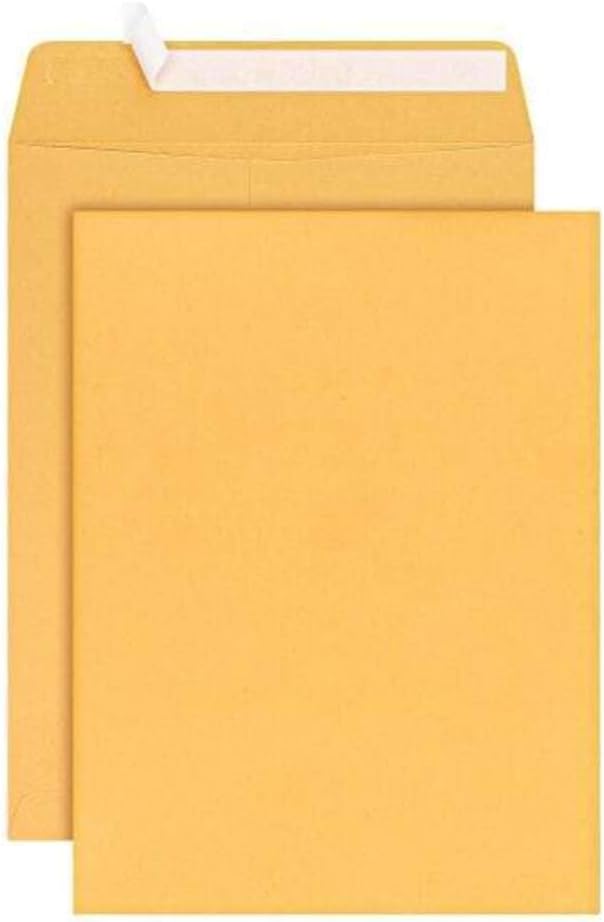 Catalog Envelopes (Open End), Brown Kraft, 28 Pound. 500 Per Pack. (Peel And Seal, 9"x12")
