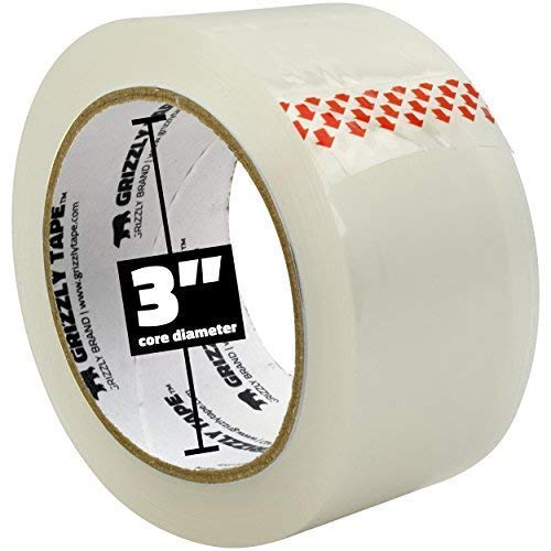 Grizzly Power Clear Packing Tape Refill Rolls for Shipping, Moving Packaging - True 2 Inch x 65 Yards, 2.8mil Thick, 6 Rolls