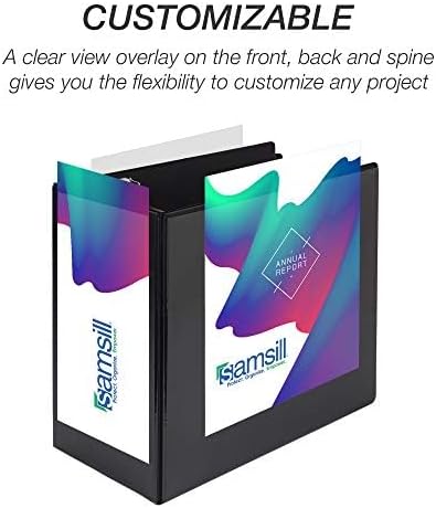 Samsill Durable 6 inch 3 Ring Binder, Made in USA, Locking D Ring FSC 100% Recycled Chipboard, Black, 2 Pack