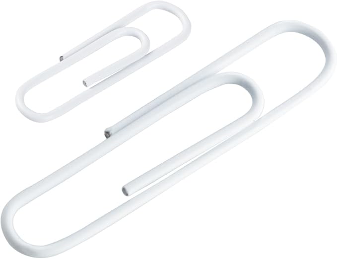 JAM PAPER Combo Pack Colorful Paper Clips - Standard & Jumbo - White Paperclips - 1 Pack of 100 & 1 Pack of 75