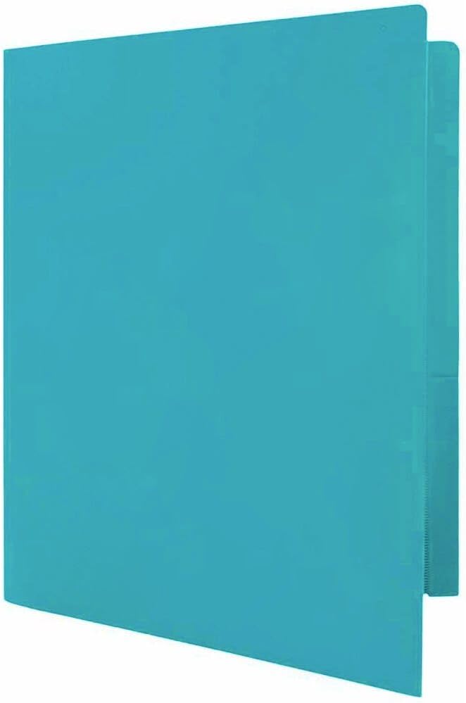 JAM PAPER Heavy Duty Plastic 2 Pocket Extra Tough School Folders - Teal Blue - Bulk 144/Box