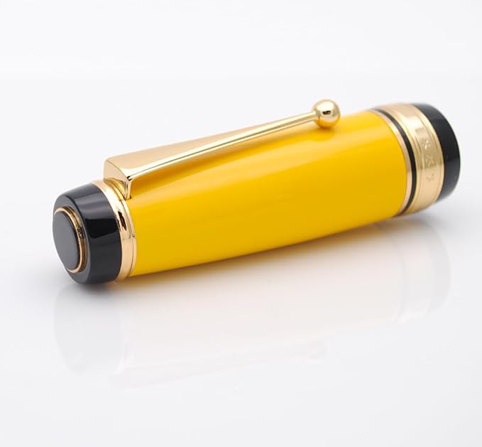 Metal Big Fountain Pen Set Medium Nib 0.7mm, Includes Ink Refill Converter, 5 Ink Cartridges & Gift Box (Medium Nib 0.7mm, Yellow)