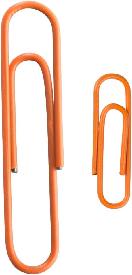 JAM PAPER Combo Pack Colorful Paper Clips - Standard & Jumbo - Orange Paperclips - 1 Pack of 100 & 1 Pack of 75