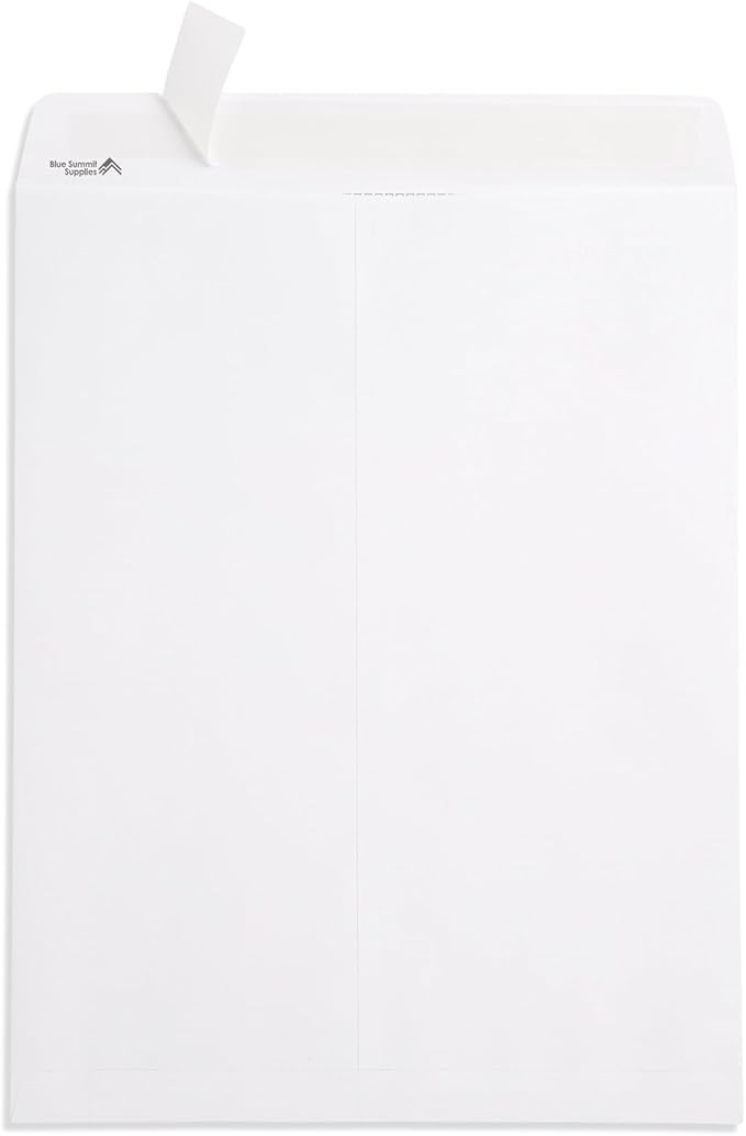 Blue Summit 11x14 Envelopes, 50 Large Envelopes 11 x 14, White for Big Documents 11.5 x 14.5, Security Tinted, Legal Size for Mailing Photos and Documents, Self Seal