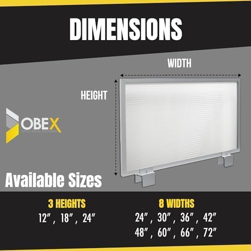 OBEX Screen Extender Polycarbonate Desk Privacy Panel & Divider for Office Cubicle, 12" x 36", Translucent