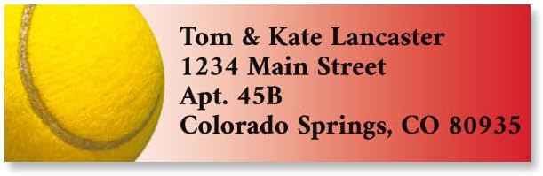 Tennis Small Return Address Labels - Set of 240 2" x 5/8" Self-Adhesive, Flat-Sheet Labels