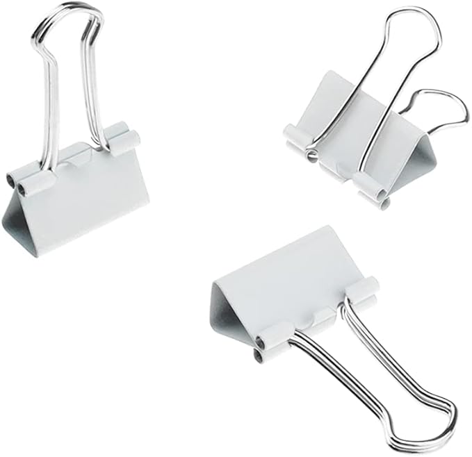 HAHIYO Binder Clips Paper Clamps Spring Steel Sturdy 0.98 inches Width 0.31 Inch Capacity No Sharp Edges Heavy Duty Tight Grip Reusable White Metal Bright Finish for Home Office School 25 Pack