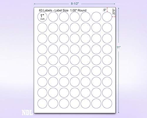 8-1/2 x 11" Neon Color High Light Fluorescent Labels for Laser & Inkjet Printer (Blue Fluorescent, 1" Round - 63 per Page - 6300 Labels)