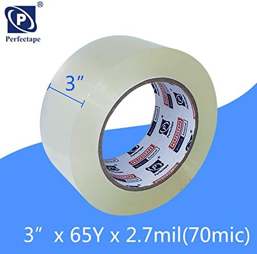 PERFECTAPE 3" Heavy Duty Packing Tape 24 Rolls, Total 1560Y, Clear, 2.7 mil, 3 inch x 65 Yards, Ultra Strong, Refill for Packaging and Shipping(3" Width, not 2" Width)