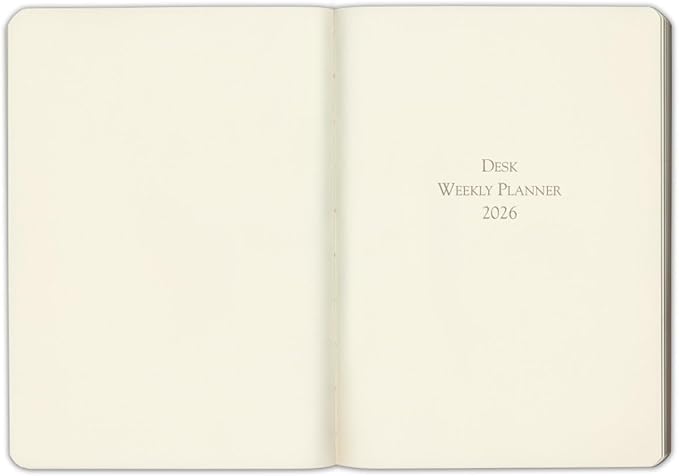 Gallery Leather Desk Weekly Monthly Planner 2025-2026, Elegantly Bound Calendar Planner and Notebook with Stylish Gold-Gilded Page Edges, 12 Months - Freeport Metallic Gold - 8 x 5.5 "