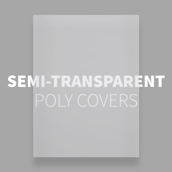 Binditek 50 Pack 20 Mil Frosted Polycover, Semi-Transparent Binding Covers, 8-1/2 x 11 Inches, Lightly Textured Sand Finish, Square Corners, Unpunched