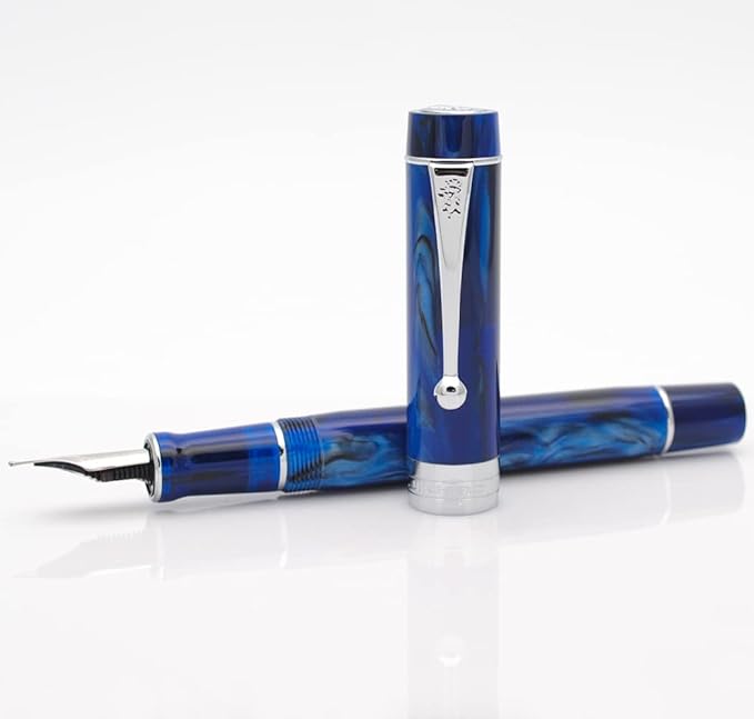 JINHAO 100 Fountain Pen with Ink Converter (Medium Nib 0.7mm, Galaxy Blue with Silver Clip)
