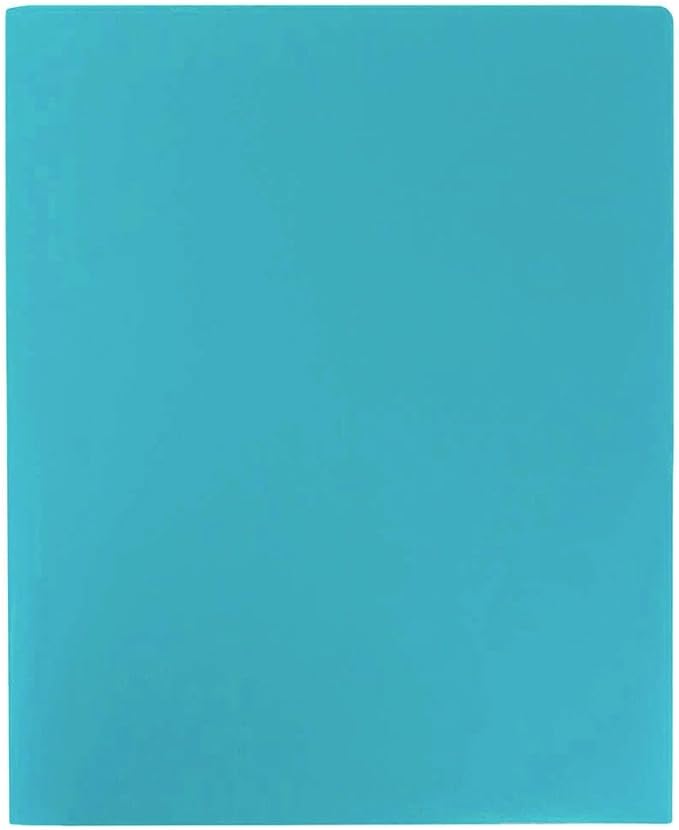 JAM PAPER Heavy Duty Plastic 2 Pocket Extra Tough School Folders - Teal Blue - Bulk 48/Pack