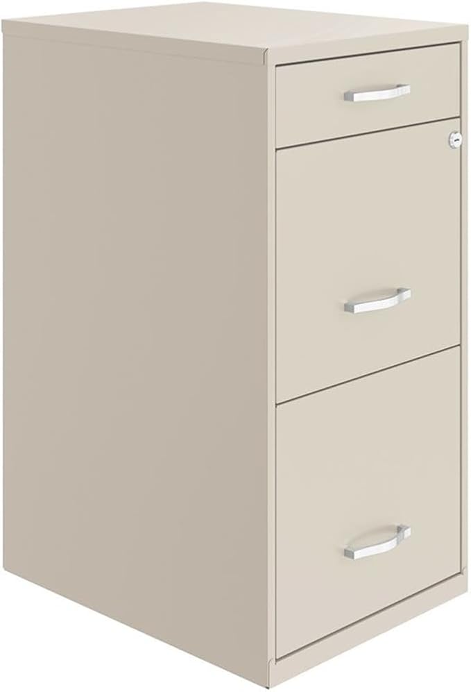 Scranton & Co 18" 3-Drawer Metal Filing Cabinet with Pencil Drawer in Off White