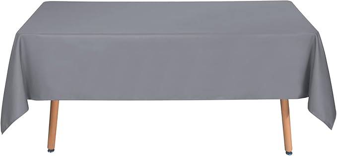 sancua Rectangle Tablecloth - 90 x 132 Inch - Water Resistant Spill Proof Washable Polyester Table Cloth, Decorative Fabric Table Cover for Dining Tables, Buffet Parties and Camping, Light Grey