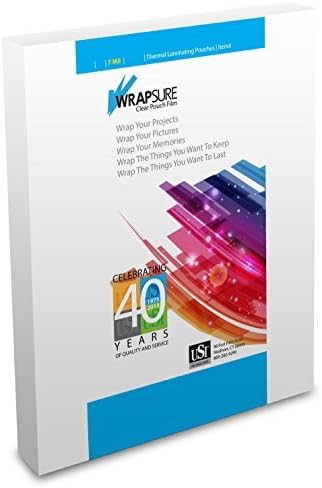USI WrapSure Thermal (Hot) Laminating Pouches/Sheets, Legal Size, 7 Mil Thick, 9 x 14.5 Inches, Clear Gloss, 100-Pack