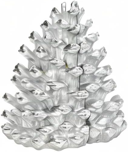 Creative Co-Op Decorative Resin Pinecone Bookends, Silver Finish, Set of 2