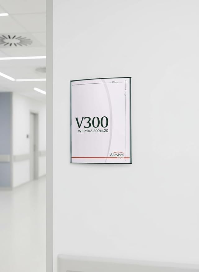 SET of 2, OFFICE SIGN FRAME HOLDER FOR DOOR OR WALL MOUNT NAME PLATE DISPLAY CURVATURE PLAQUE SILVER ALUMINUM (A3 SIZE 16.53" H x11.69" W )