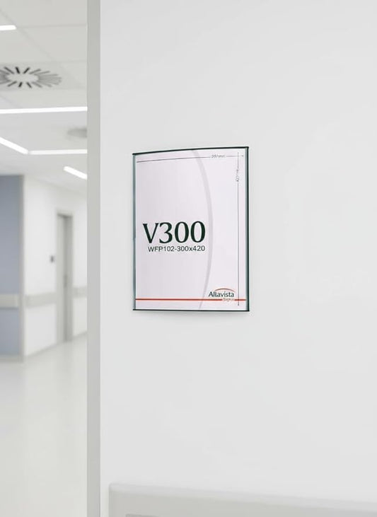 SET of 2, OFFICE SIGN FRAME HOLDER FOR DOOR OR WALL MOUNT NAME PLATE DISPLAY CURVATURE PLAQUE SILVER ALUMINUM (A3 SIZE 16.53" H x11.69" W )